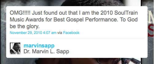 Marvin Sapp Wins Soul Train Music Award: Makes Song Dedicated to Late Wife