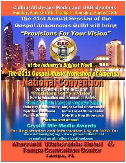 The 41st Annual Gospel Music Workshop of America Convenes in Tampa, FL Sunday, August 14th – Thursday, August 18th
