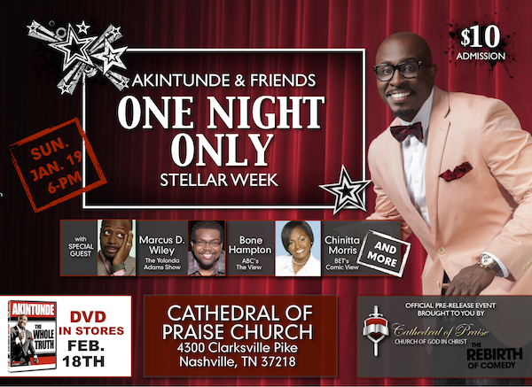 Comedian AKINTUNDE To Celebrate DVD Release Stellar Awards Weekend with Top Comedians