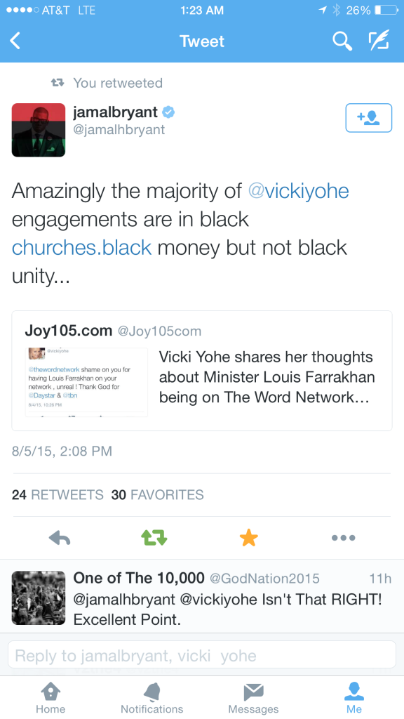 Vicki Yohe Blasts WORD NETWORK for Letting Muslim Leader Louis Farrakhan Promote Islam