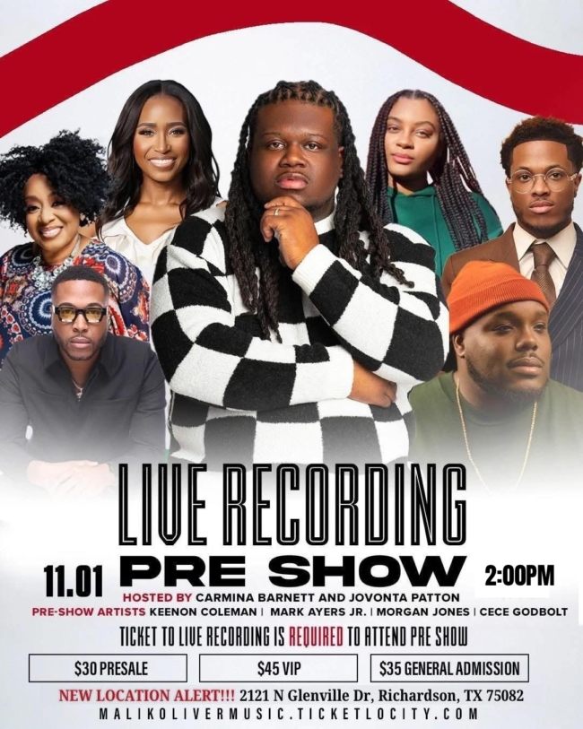 Malik Oliver Preps for LIVE Recording November 1st